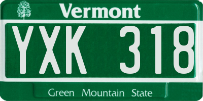 VT license plate YXK318