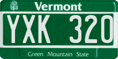 VT license plate YXK320