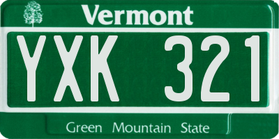 VT license plate YXK321