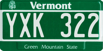 VT license plate YXK322