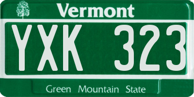 VT license plate YXK323