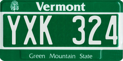 VT license plate YXK324