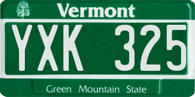 VT license plate YXK325