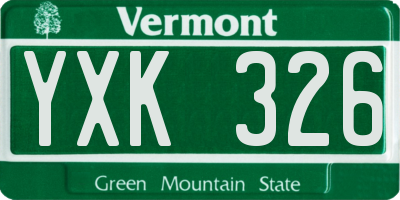VT license plate YXK326
