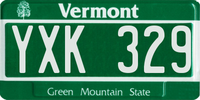 VT license plate YXK329