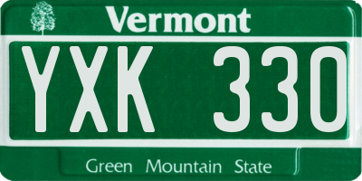 VT license plate YXK330