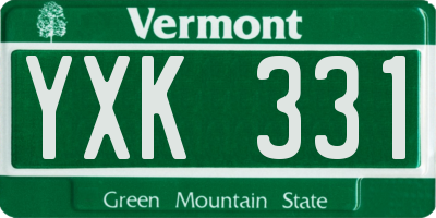 VT license plate YXK331