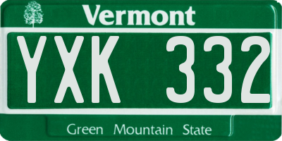 VT license plate YXK332