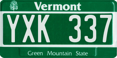VT license plate YXK337