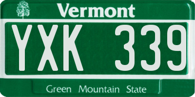 VT license plate YXK339
