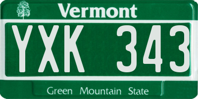 VT license plate YXK343