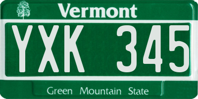 VT license plate YXK345