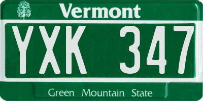 VT license plate YXK347