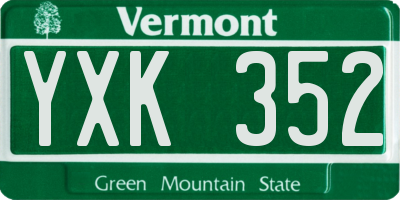 VT license plate YXK352