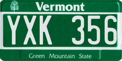 VT license plate YXK356