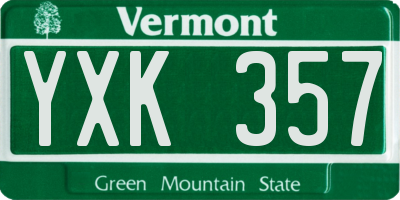VT license plate YXK357