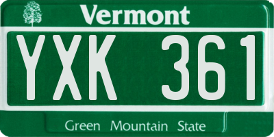 VT license plate YXK361
