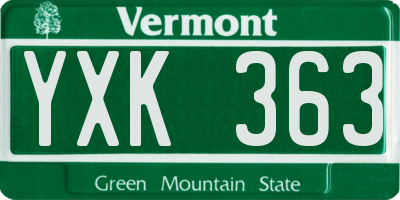 VT license plate YXK363