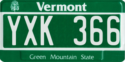 VT license plate YXK366