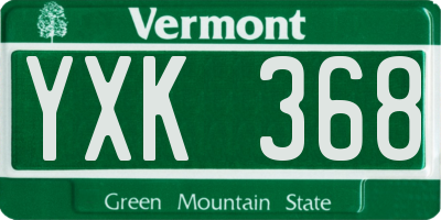 VT license plate YXK368