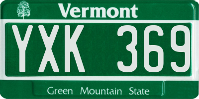 VT license plate YXK369