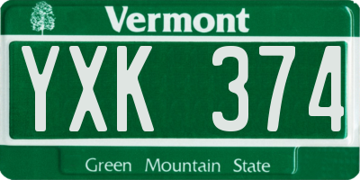 VT license plate YXK374