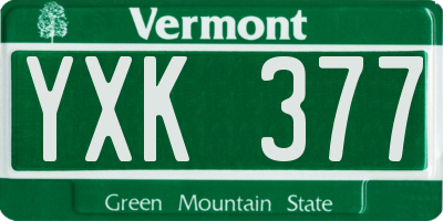 VT license plate YXK377