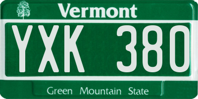 VT license plate YXK380