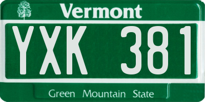 VT license plate YXK381