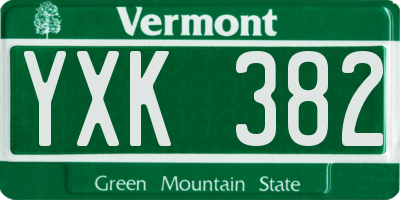 VT license plate YXK382