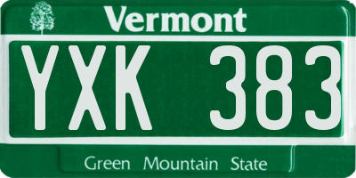 VT license plate YXK383