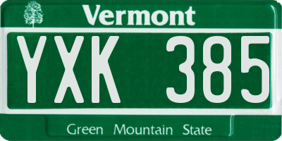 VT license plate YXK385