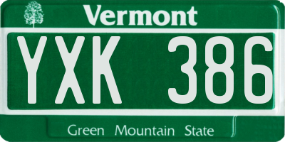 VT license plate YXK386