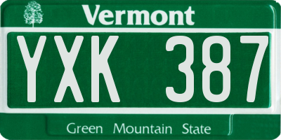 VT license plate YXK387