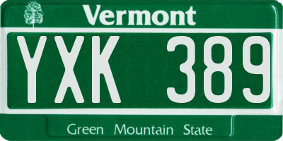 VT license plate YXK389