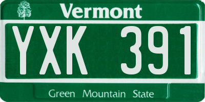 VT license plate YXK391