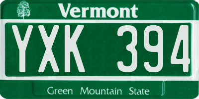 VT license plate YXK394