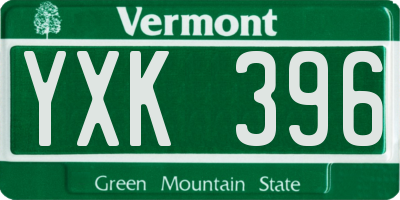 VT license plate YXK396