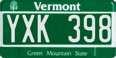 VT license plate YXK398