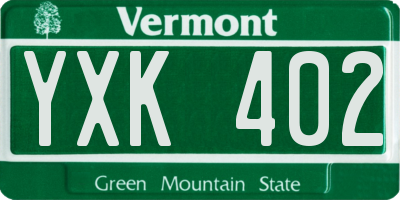 VT license plate YXK402