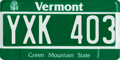 VT license plate YXK403