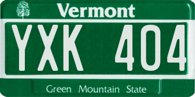 VT license plate YXK404