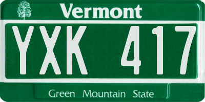 VT license plate YXK417
