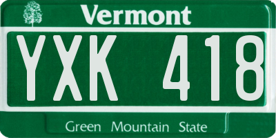 VT license plate YXK418