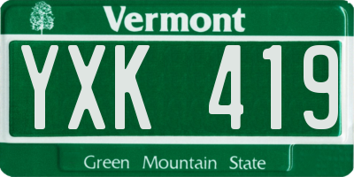 VT license plate YXK419