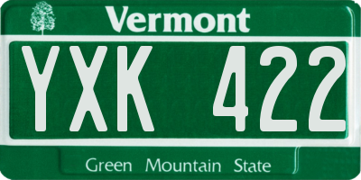 VT license plate YXK422