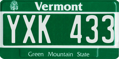 VT license plate YXK433