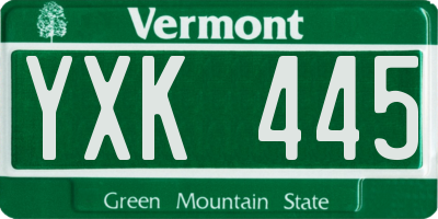 VT license plate YXK445