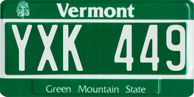 VT license plate YXK449