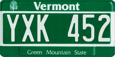 VT license plate YXK452